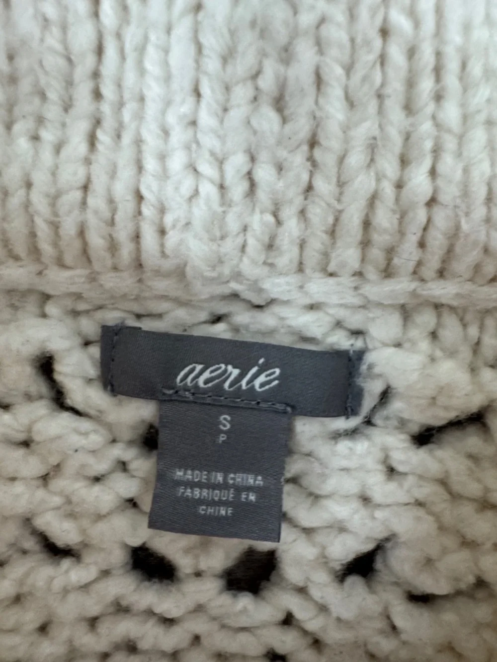 🌼AERIE🌼 Cream Pointelle Open-Knit Sweater, Size S